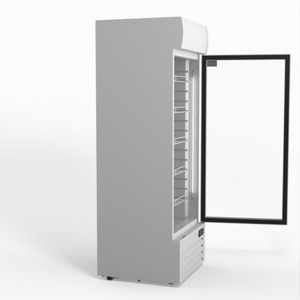 AG 515L Upright Glass Door Display/Drinks Fridge - White with Light Box DF515WL