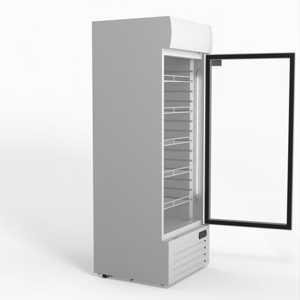 AG 515L Upright Glass Door Display/Drinks Fridge - White with Light Box DF515WL