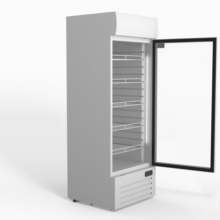 AG 515L Upright Glass Door Display/Drinks Fridge - White with Light Box DF515WL