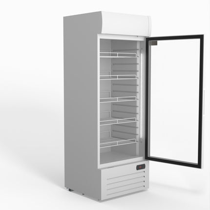 AG 515L Upright Glass Door Display/Drinks Fridge - White with Light Box DF515WL