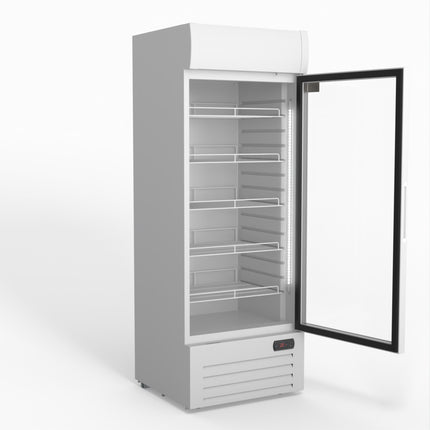 AG 515L Upright Glass Door Display/Drinks Fridge - White with Light Box DF515WL