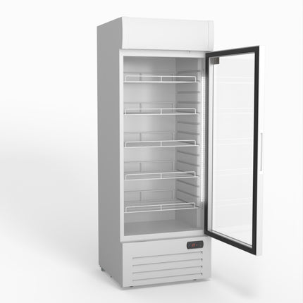 AG 515L Upright Glass Door Display/Drinks Fridge - White with Light Box DF515WL