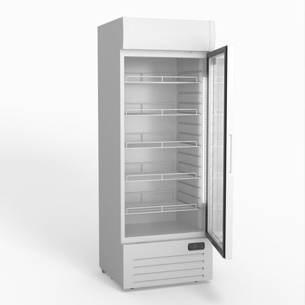 AG 515L Upright Glass Door Display/Drinks Fridge - White with Light Box DF515WL