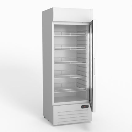 AG 515L Upright Glass Door Display/Drinks Fridge - White with Light Box DF515WL