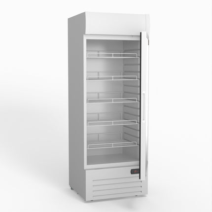 AG 515L Upright Glass Door Display/Drinks Fridge - White with Light Box DF515WL