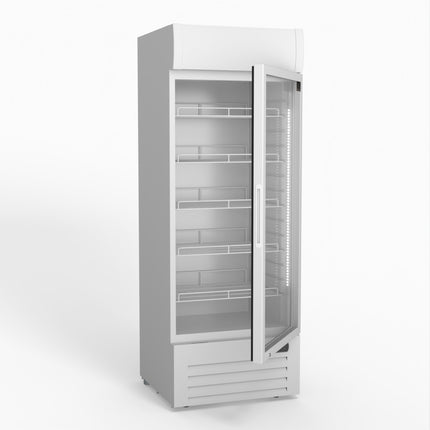 AG 515L Upright Glass Door Display/Drinks Fridge - White with Light Box DF515WL