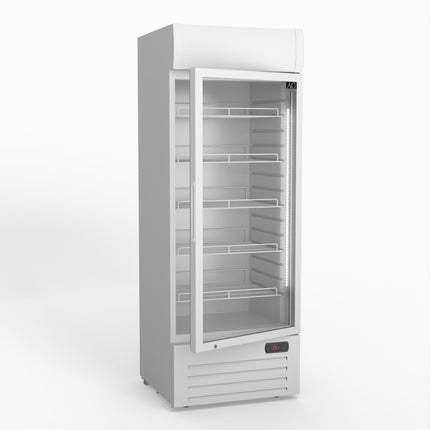 AG 515L Upright Glass Door Display/Drinks Fridge - White with Light Box DF515WL