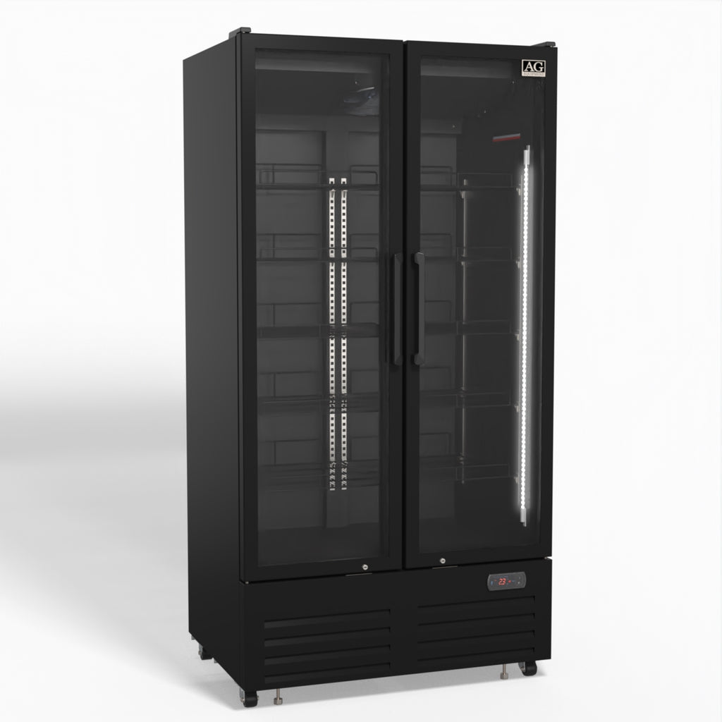 AG 810L Upright Glass Door Display/Drinks Fridge - Black DF810B