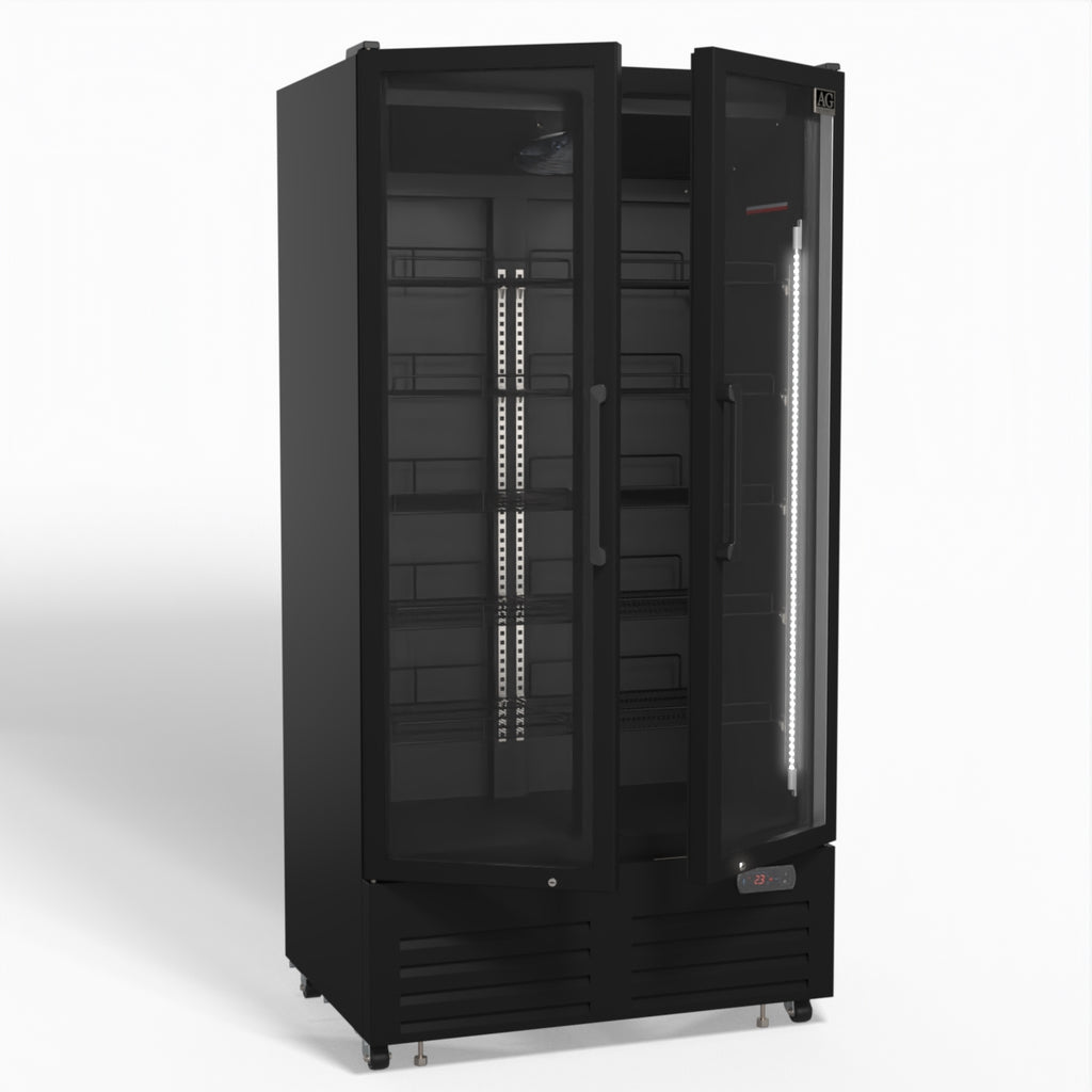 AG 810L Upright Glass Door Display/Drinks Fridge - Black DF810B