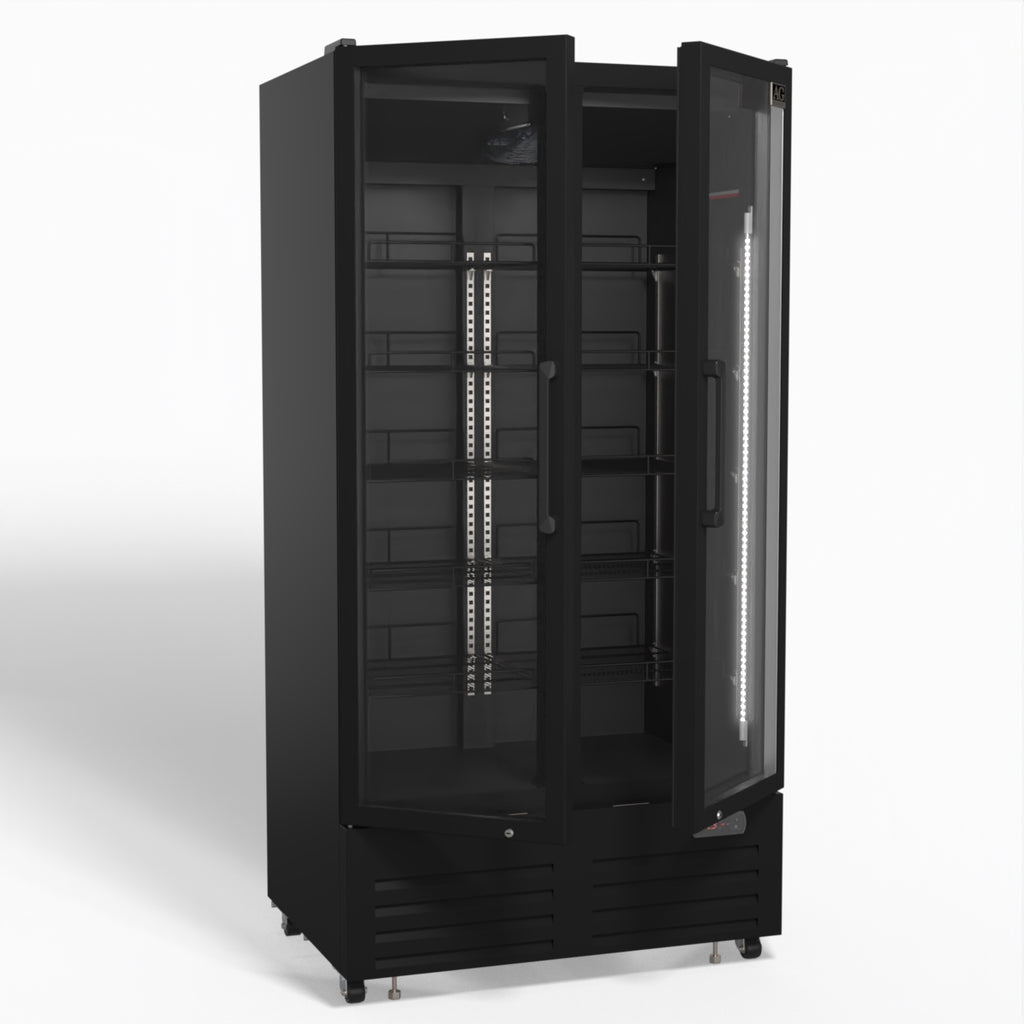 AG 810L Upright Glass Door Display/Drinks Fridge - Black DF810B