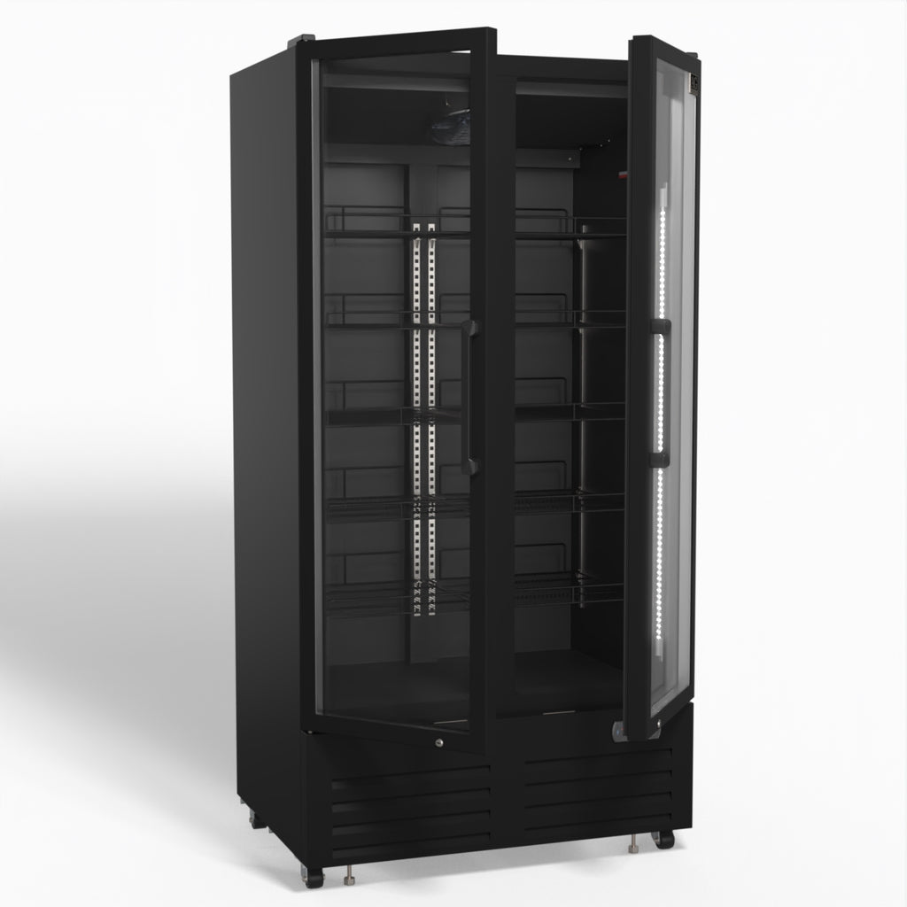 AG 810L Upright Glass Door Display/Drinks Fridge - Black DF810B