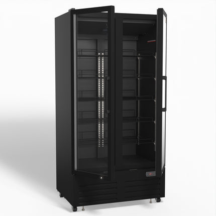 AG 810L Upright Glass Door Display/Drinks Fridge - Black DF810B