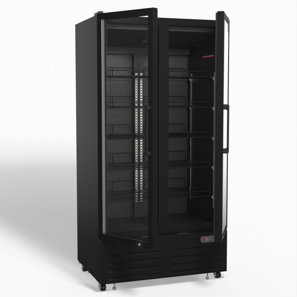 AG 810L Upright Glass Door Display/Drinks Fridge - Black DF810B