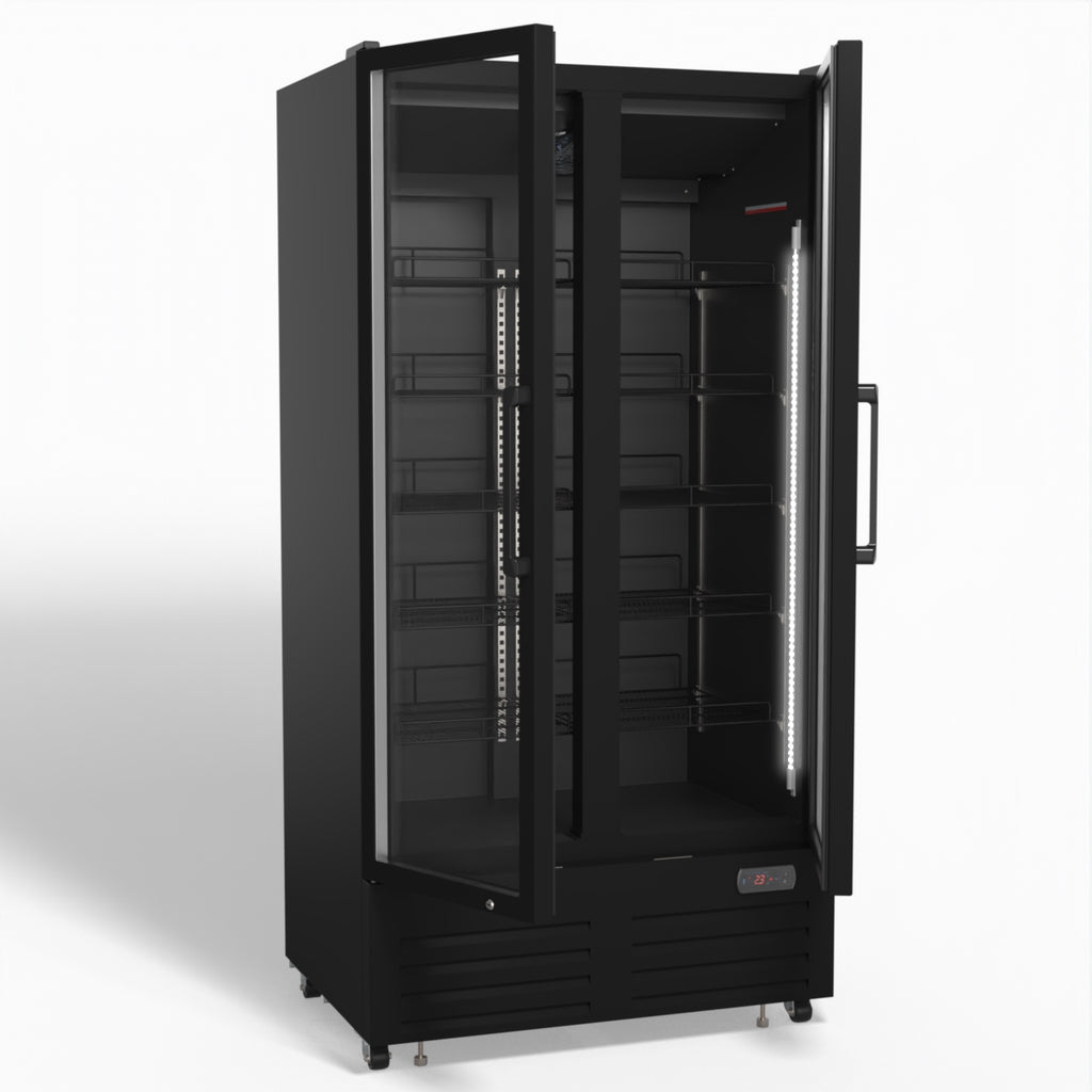 AG 810L Upright Glass Door Display/Drinks Fridge - Black DF810B