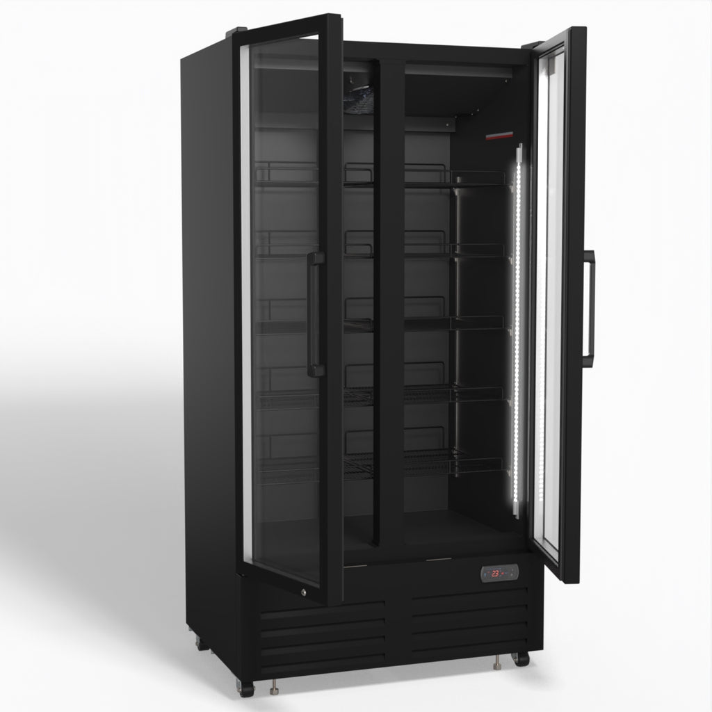 AG 810L Upright Glass Door Display/Drinks Fridge - Black DF810B