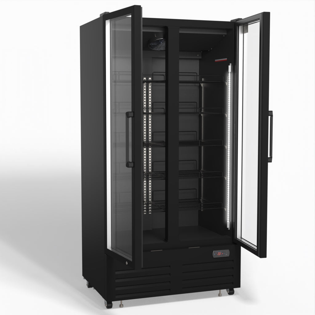 AG 810L Upright Glass Door Display/Drinks Fridge - Black DF810B