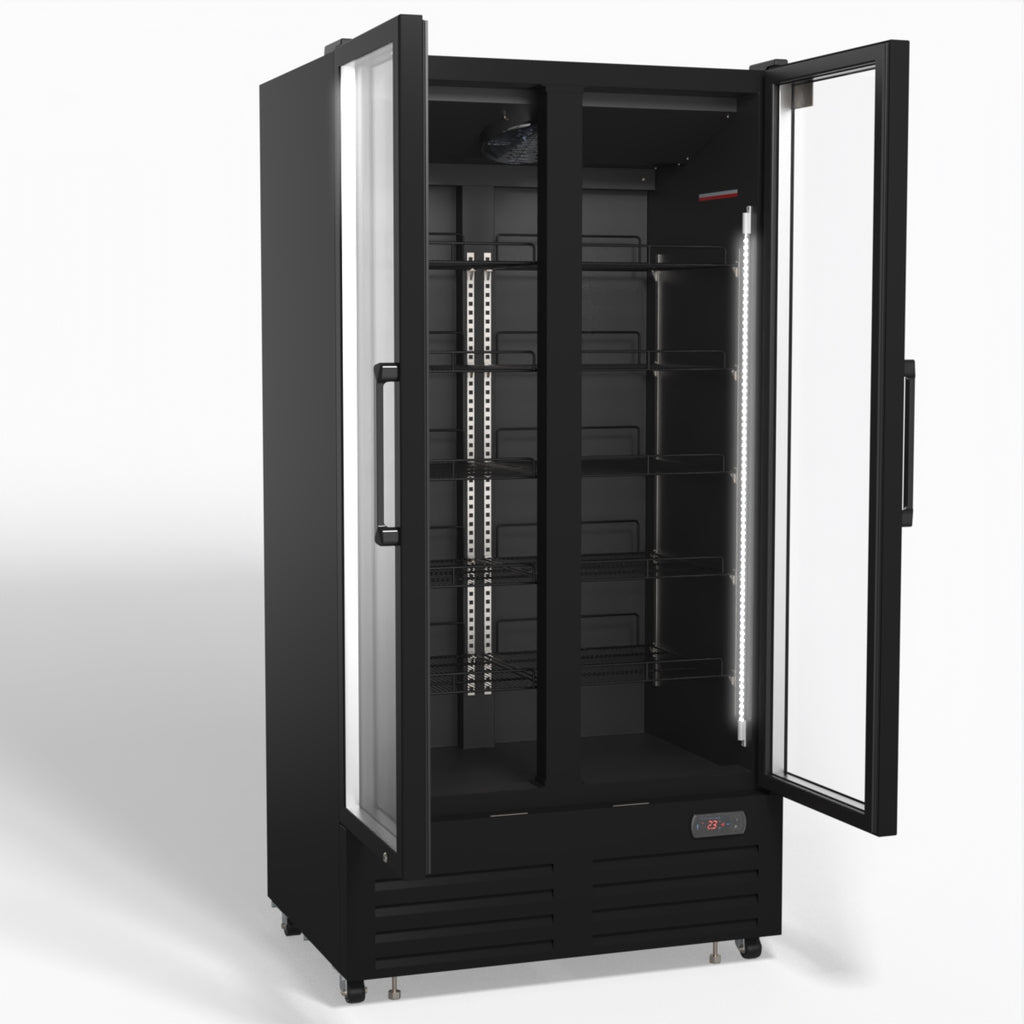 AG 810L Upright Glass Door Display/Drinks Fridge - Black DF810B