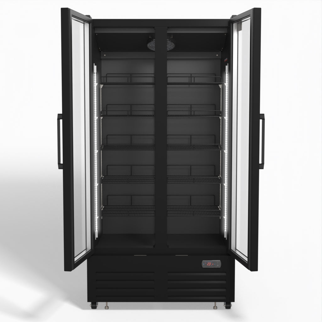 AG 810L Upright Glass Door Display/Drinks Fridge - Black DF810B