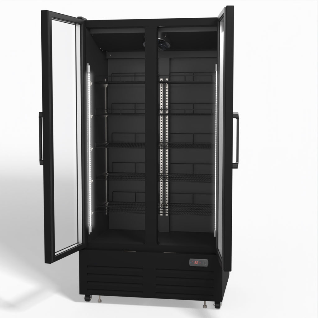 AG 810L Upright Glass Door Display/Drinks Fridge - Black DF810B
