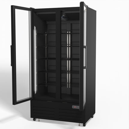 AG 810L Upright Glass Door Display/Drinks Fridge - Black DF810B