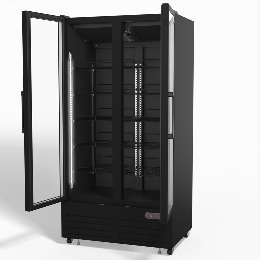 AG 810L Upright Glass Door Display/Drinks Fridge - Black DF810B