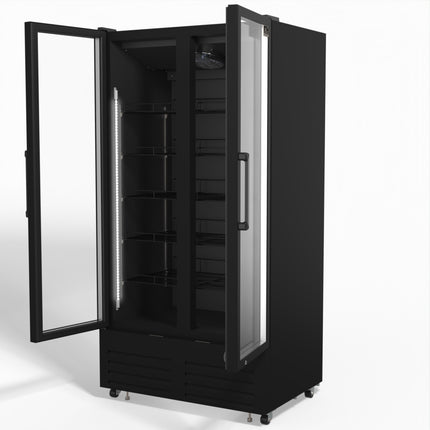 AG 810L Upright Glass Door Display/Drinks Fridge - Black DF810B