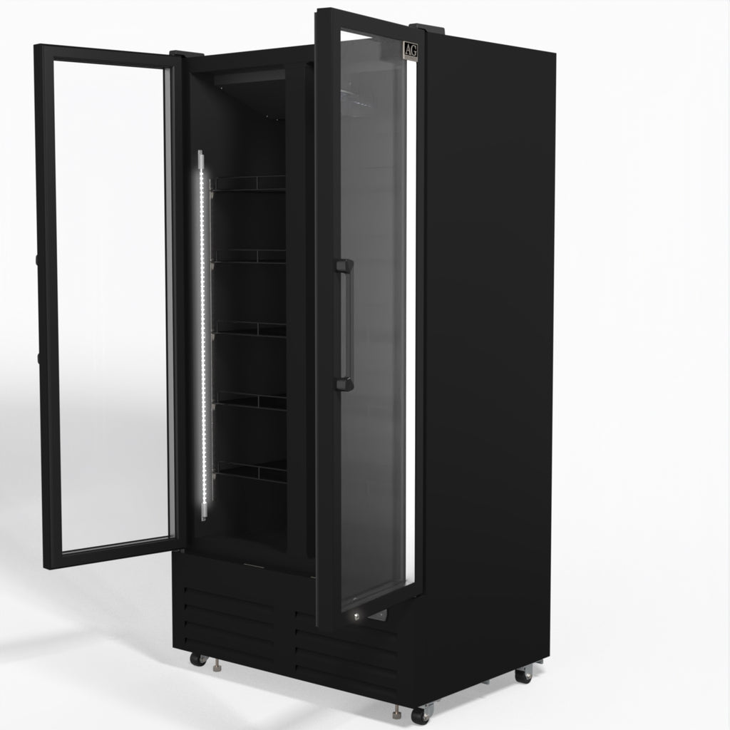 AG 810L Upright Glass Door Display/Drinks Fridge - Black DF810B