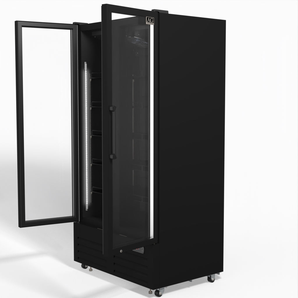 AG 810L Upright Glass Door Display/Drinks Fridge - Black DF810B