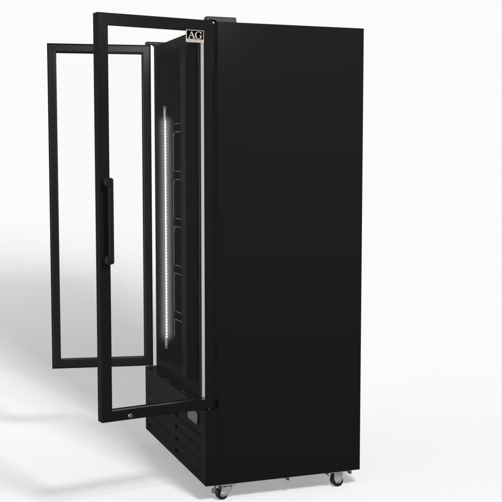 AG 810L Upright Glass Door Display/Drinks Fridge - Black DF810B