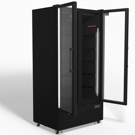 AG 810L Upright Glass Door Display/Drinks Fridge - Black DF810B