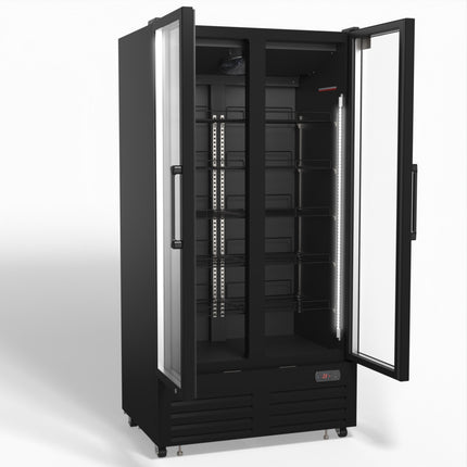 AG 810L Upright Glass Door Display/Drinks Fridge - Black DF810B