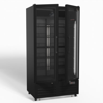 AG 810L Upright Glass Door Display/Drinks Fridge - Black DF810B