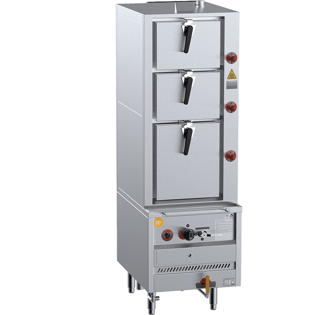 K+ Triple Deck Three Tier Gas Steamer 600mm Natural Gas