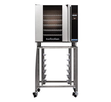 Turbofan E32T4/2 - 2 x E32T4 Full Size Tray Touch Screen Convection Ovens Double Stacked with adjustable base feet