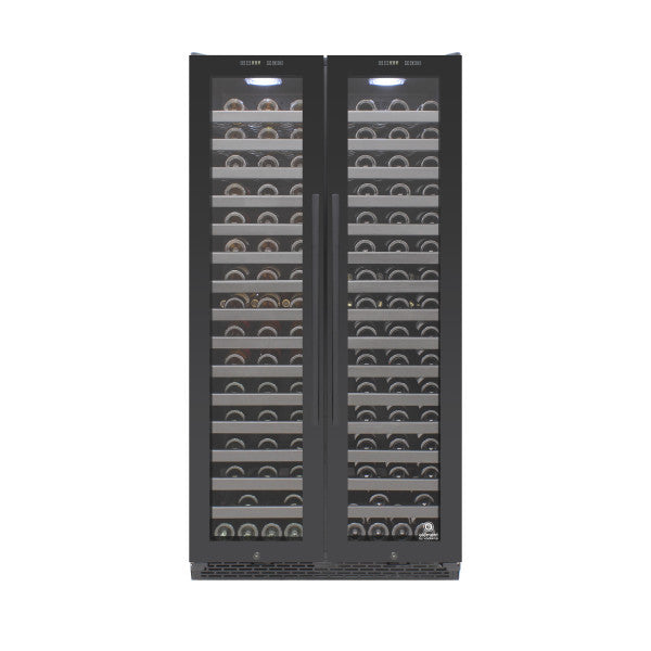 Vinotemp EL-36TD180 dual-zone French door wine cooler — front view