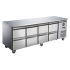 FED-X S/S Eight-Door Bench Fridge with Drawers - XUB7C22S4D