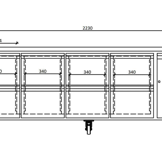 FED-X XUB7C22S4D dimensions front view diagram