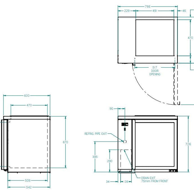 Williams One Door Remote Glass Chiller With Two Shelves