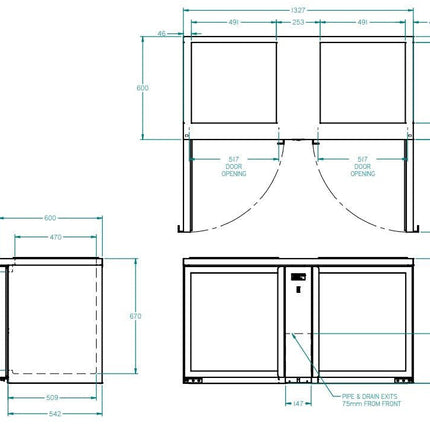 Williams Two Door Remote Glass Chiller With Two Shelves