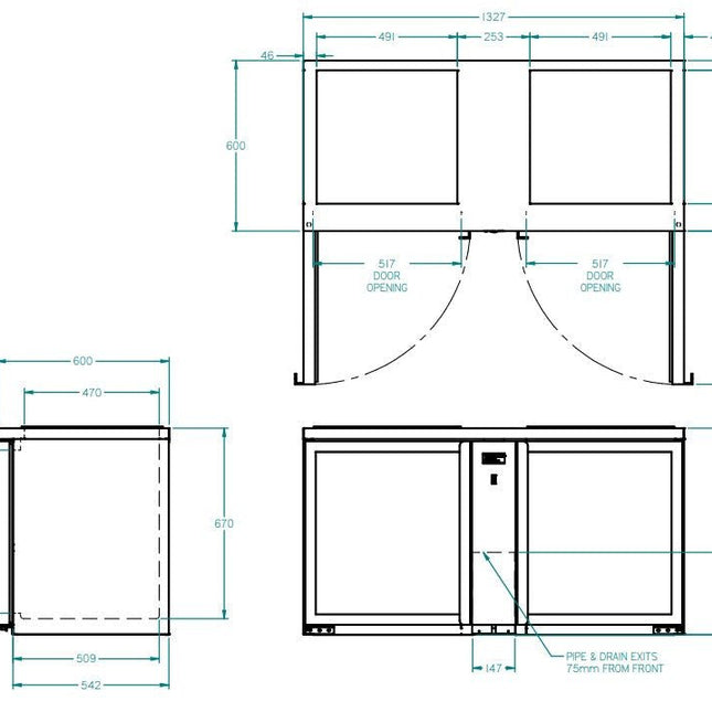 Williams Two Door Remote Glass Chiller With Two Shelves - 500 x 500 baskets