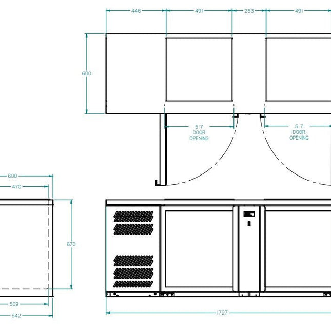 Williams Two Door Glass Chiller With Two Shelves - 500 x 500 baskets