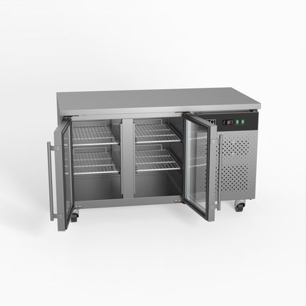 AG Equipment 282L Two Glass Door Under Bench Display Fridge GNX2100TNG