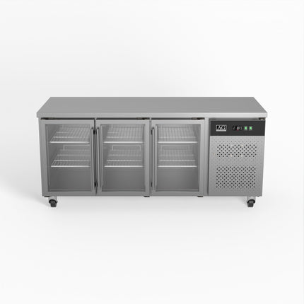 AG Three Door Commercial Glass Door Worktop / Under Bench Display Fridge 700mm Depth