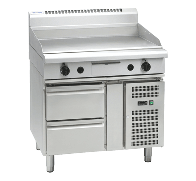 Waldorf 800 Series GP8900G-RB - 900mm Gas Griddle – Refrigerated Base