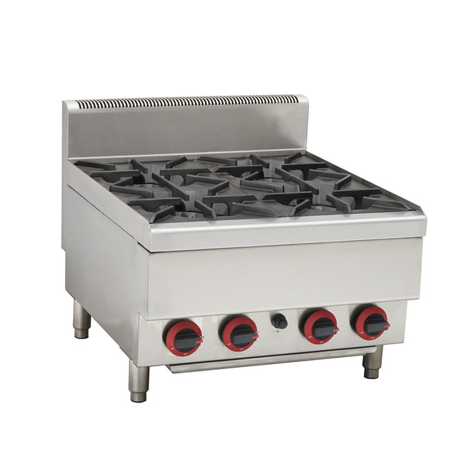 GasMax Benchtop Natural Gas 4 Burner Cooktop W/ Splashback JUS-TR-4B - Main Image