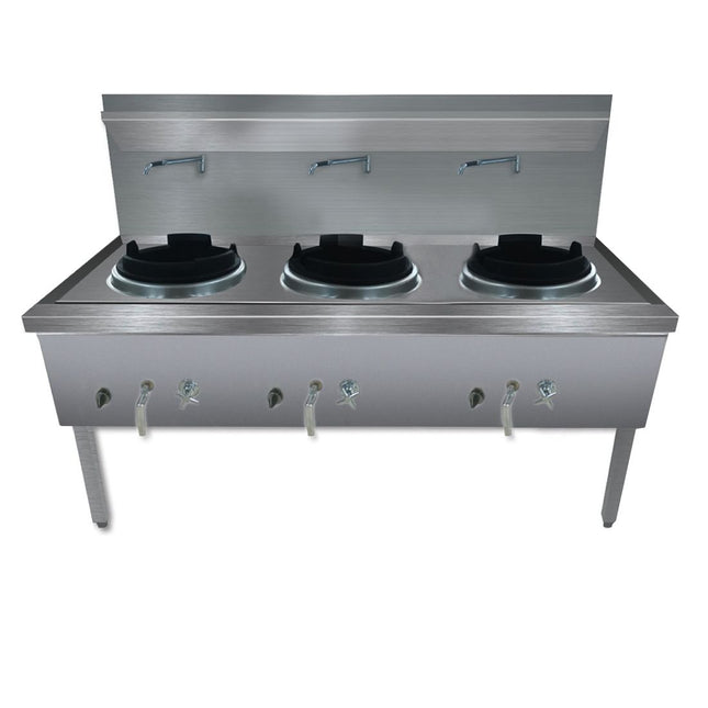 GasMax Stainless Steel Waterless Nature Gas Triple Wok WW-3N - Main Image