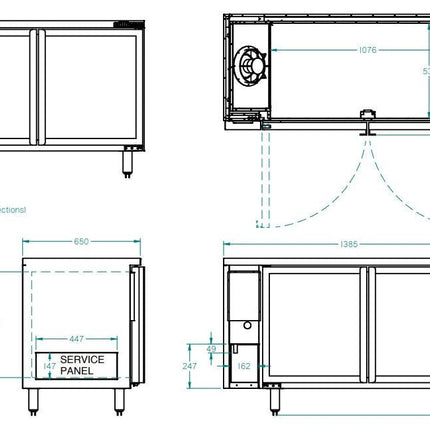 Williams Boronia - Two Door Black Colorbond Remote Back Bar Counter Display Refrigerator