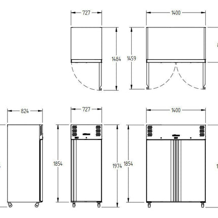 Williams Garnet - Two Door 2/1 Gn Stainless Steel Upright Refrigerator