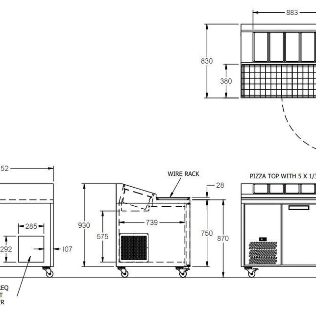 Williams Jade Pizza - One Door White Colorbond Pizza Prep Counter Refrigerator With Blown Air Well