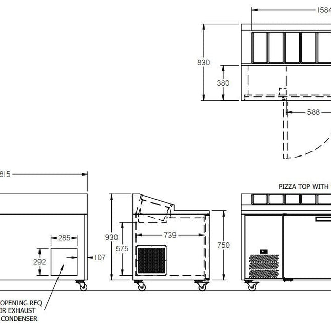 Williams Jade Pizza - Two Door White Colorbond Pizza Prep Counter Refrigerator With Blown Air Well